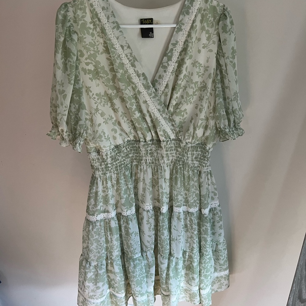 Taylor Green Floral Mini Dress